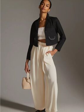 NWT Maeve Cropped Poplin Blazer Size 6 With White Trim